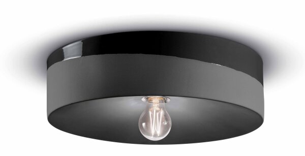 Plafonnier céramique rond D : 40 cm Noir E27 Retro