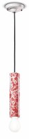 Suspension céramique E27 D : 5,5 cm rond rouge motif