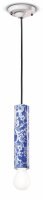 Suspension céramique E27 D : 5,5 cm Bleu motif rond