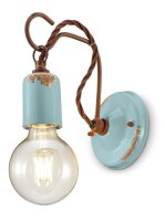 Lampe murale métal 18 cm de haut bleu clair shabby...