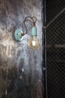 Lampe murale métal 18 cm de haut bleu clair shabby...