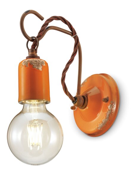 Applique murale métal E27 H : 18 cm orange shabby antique