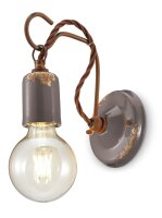 Lampe murale métal E27 hauteur 18 cm taupe shabby...