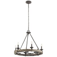 Lustre CAMELOT 8 bois zinc Ø72cm Lampe