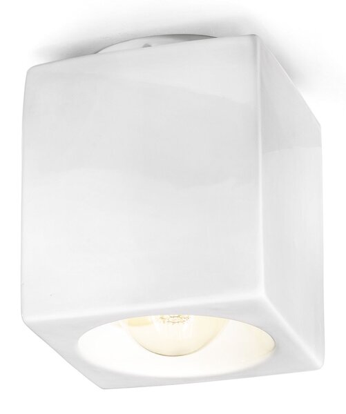 Spot Plafond Céramique E27 Apparent Blanc Carré