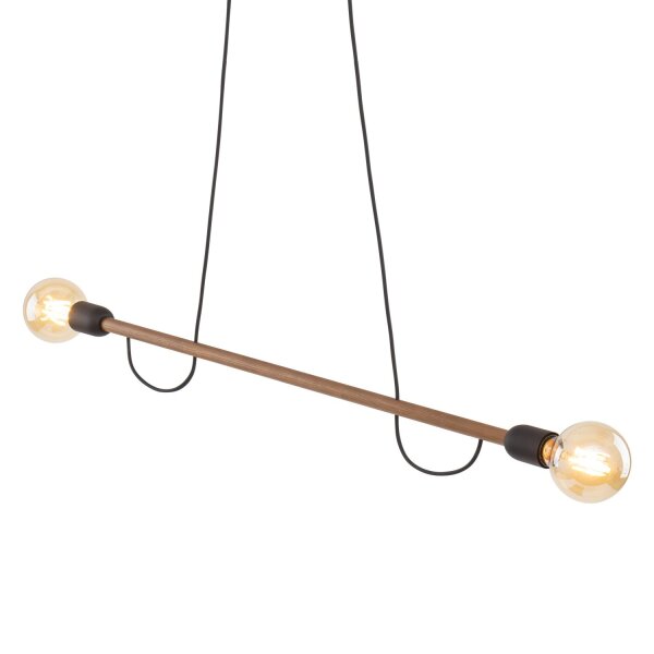 Lampe à suspendre bois métal 93 cm de long H : max. 160 cm 2x E27