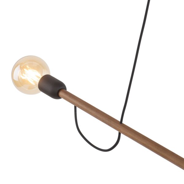 Lampe à suspendre bois métal 93 cm de long H : max. 160 cm 2x E27