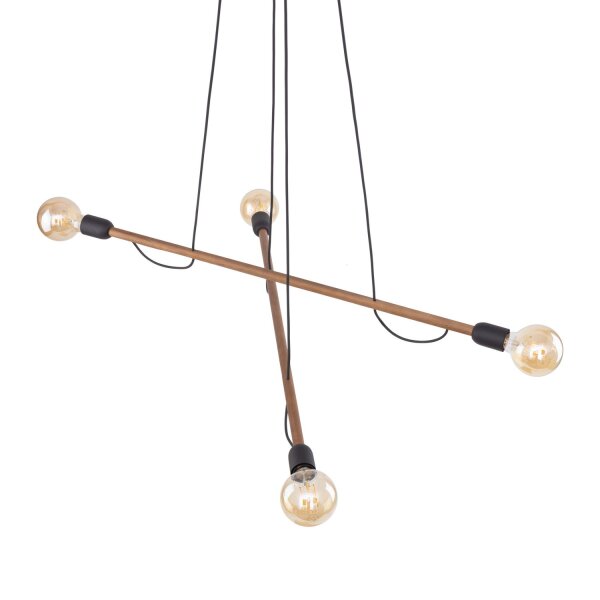 Suspension réglable bois métal L : 93 cm 4x E27
