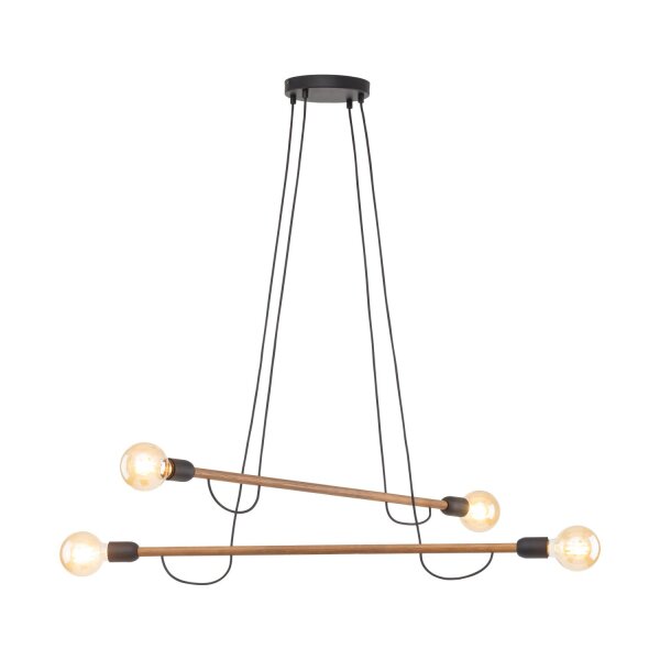 Suspension réglable bois métal L : 93 cm 4x E27