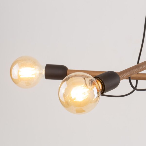 Suspension réglable bois métal L : 93 cm 4x E27