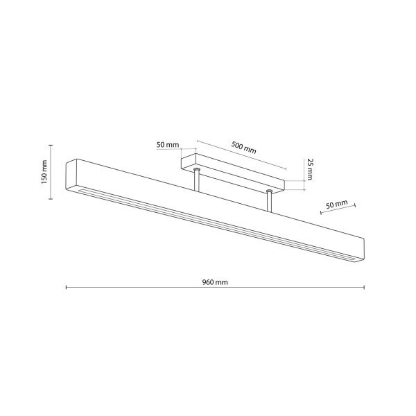 Plafonnier LED bois métal 96 cm de long H : 16,5 cm 3000 K