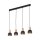 Suspension métal bois E27 noir bois 4 flammes