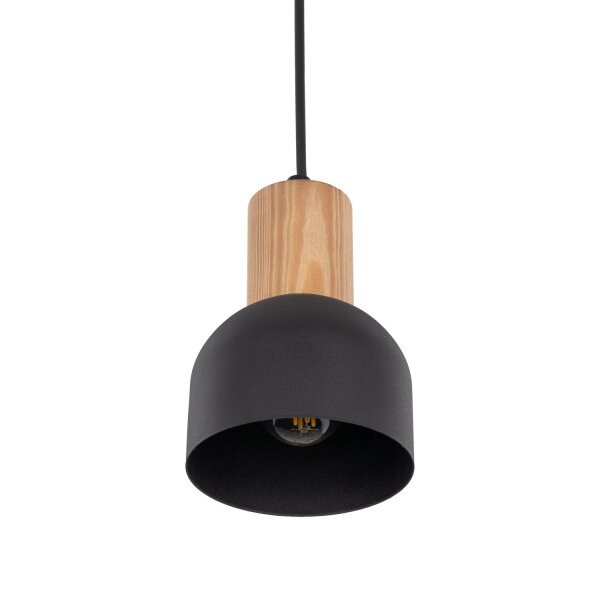 Suspension métal bois Ø 11,5 cm petit E27 Scandinave