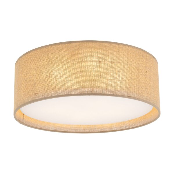 Plafonnier Boho rond Ø 45 cm H : 13 cm plat jute 2x E27