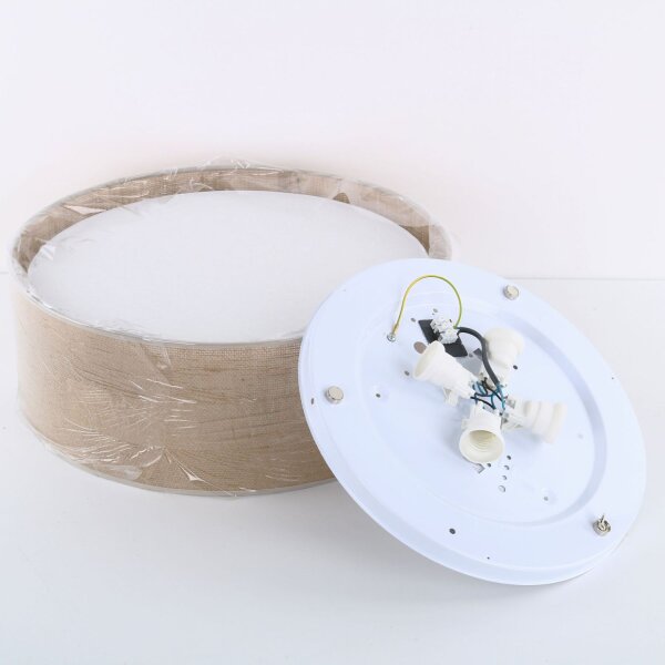 Plafonnier Boho rond Ø 45 cm H : 13 cm plat jute 2x E27
