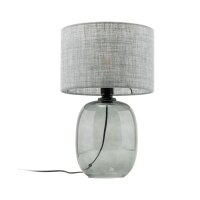Lampe de table Gris Verre fumé Tissu E27 H : 48 cm...