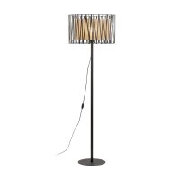 Lampadaire 158 cm M&eacute;tal Jute Noir Marron E27 Moderne