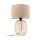 Lampe de table verre fumé tissu brun H : 48 cm Ø 30 cm E27