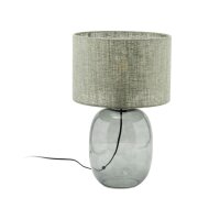 Lampe de table verre fumé tissu E27 H : 48 cm...