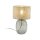 Lampe de table verre fumé tissu E27 H : 48 cm Ø 30 cm Gris Vert