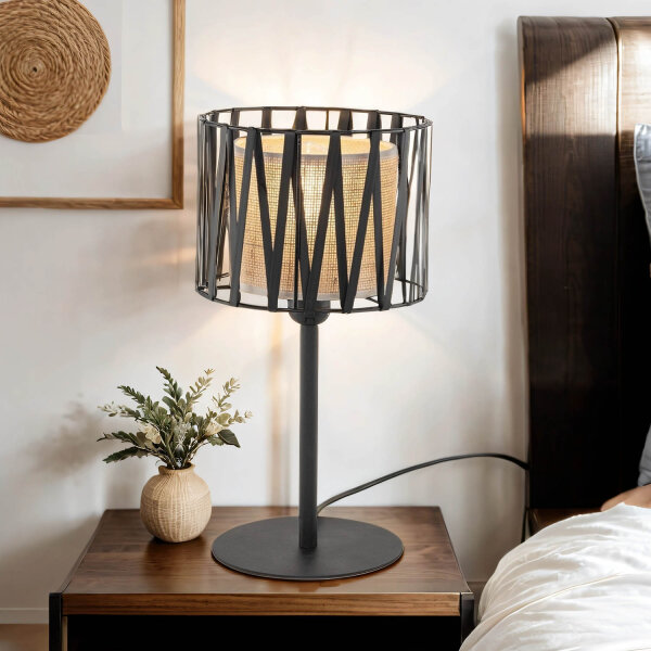 Lampe de table E27 hauteur 37 cm Ø 20 cm rond noir marron