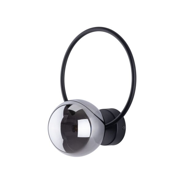 Applique Métal Verre fumé G9 Noir Graphite Boule Abat-jour