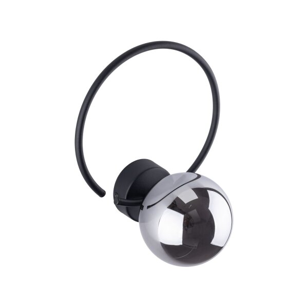 Applique Métal Verre fumé G9 Noir Graphite Boule Abat-jour