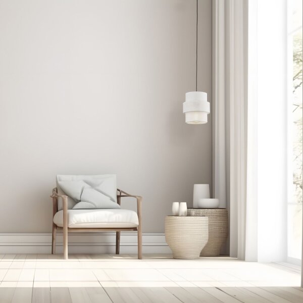 Suspension ronde Ø 20 cm Blanc Noir E27 Tissu Métal