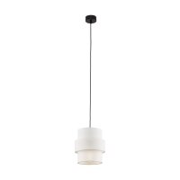 Suspension ronde &Oslash; 20 cm Blanc Noir E27 Tissu...