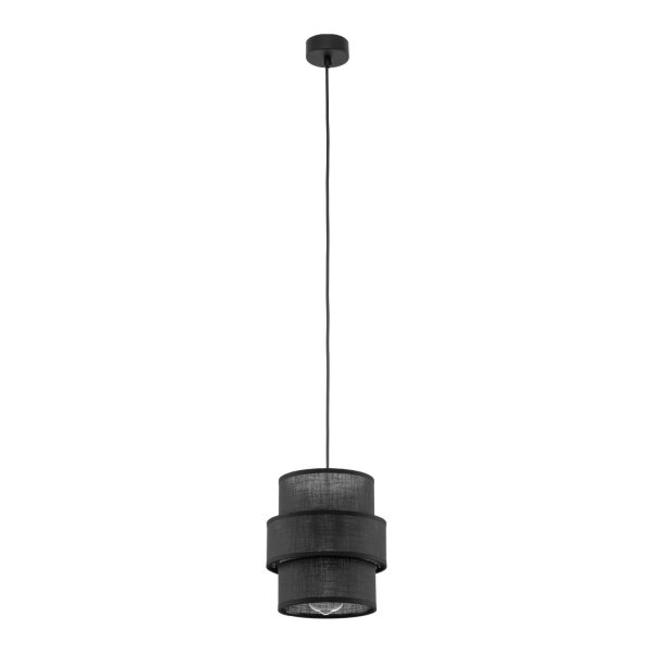 Suspension Noir E27 D : 20 cm ronde Moderne Tissu