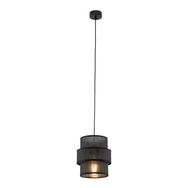 Suspension Noir E27 D : 20 cm ronde Moderne Tissu
