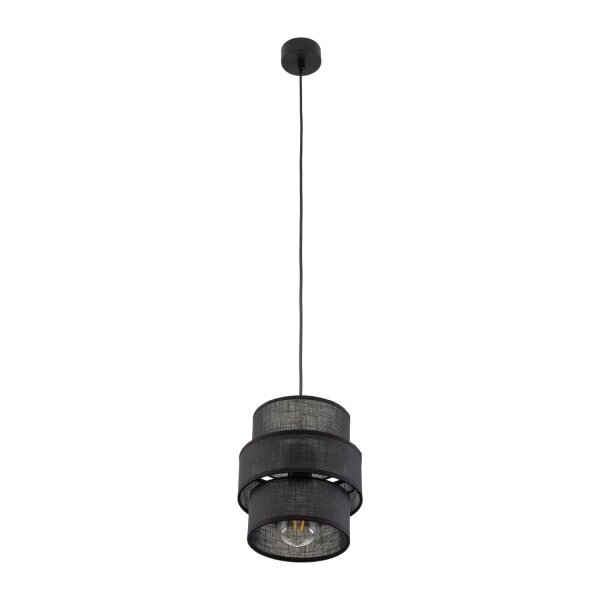 Suspension Noir E27 D : 20 cm ronde Moderne Tissu