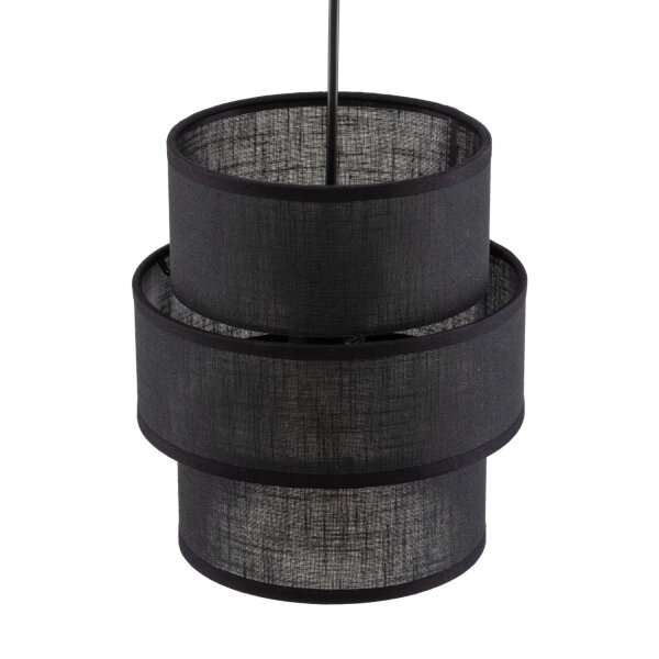 Suspension Noir E27 D : 20 cm ronde Moderne Tissu