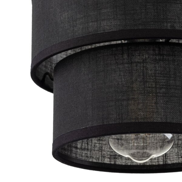 Suspension Noir E27 D : 20 cm ronde Moderne Tissu