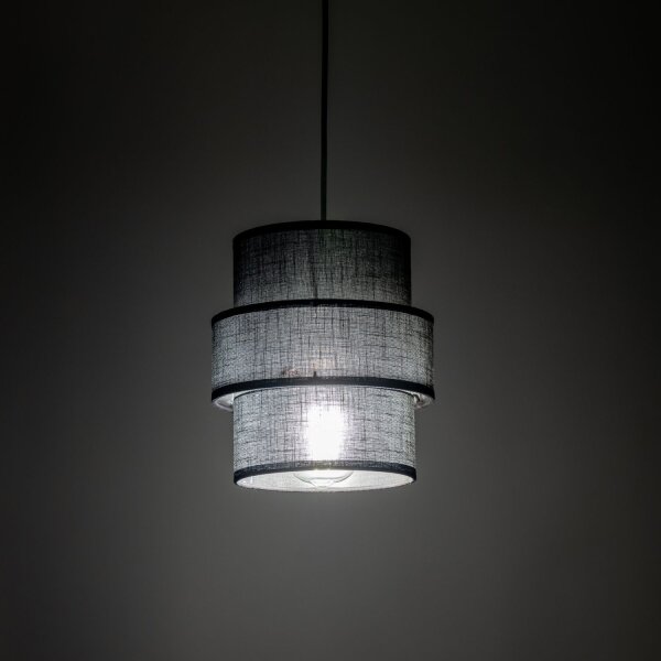 Suspension Noir E27 D : 20 cm ronde Moderne Tissu