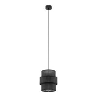 Suspension Noir E27 D : 20 cm ronde Moderne Tissu