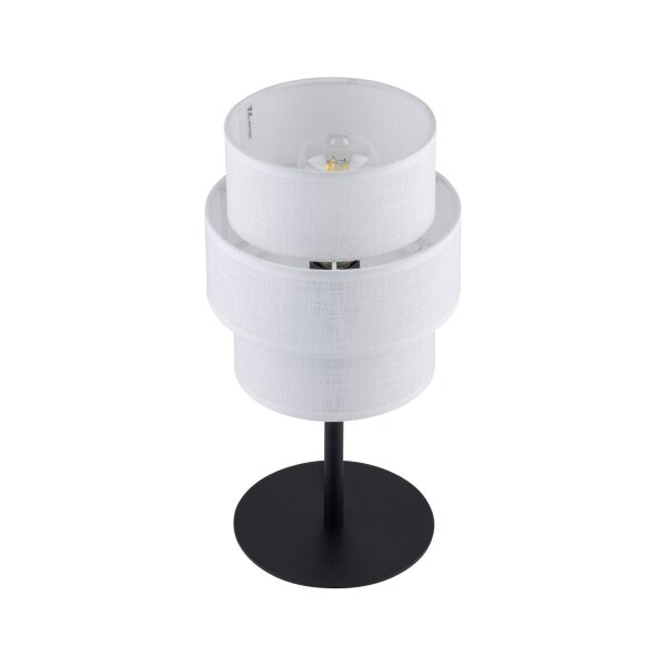 Lampe de table tissu métal 38 cm de haut noir blanc E27
