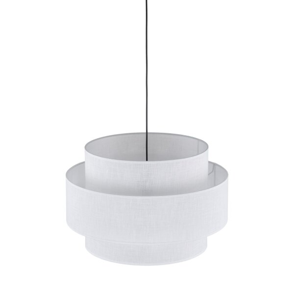 Suspension Blanc Ø 50 cm H : max. 160 cm Tissu Métal E27