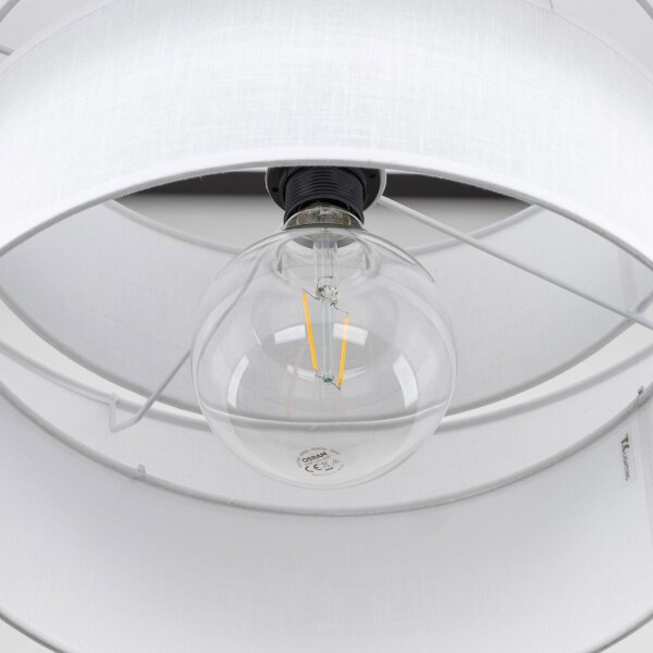 Suspension Blanc Ø 50 cm H : max. 160 cm Tissu Métal E27