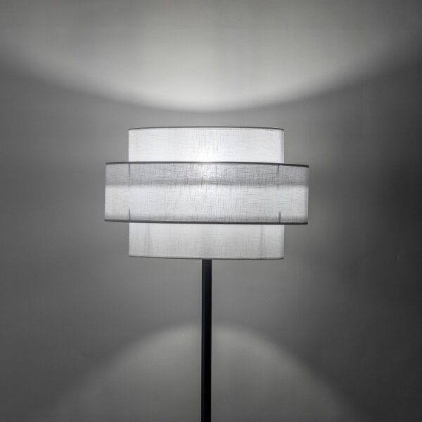 Lampadaire 155 cm Noir Blanc Ø 50 cm Métal Tissu E27