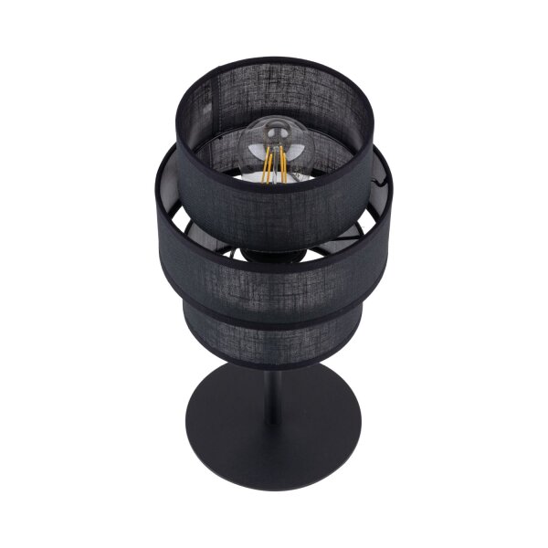 Lampe de table noire 38 cm de haut Tissu Métal E27 GREET