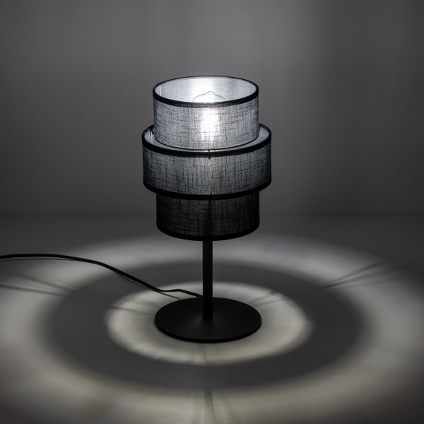 Lampe de table noire 38 cm de haut Tissu Métal E27 GREET