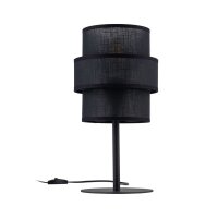 Lampe de table noire 38 cm de haut Tissu Métal E27...