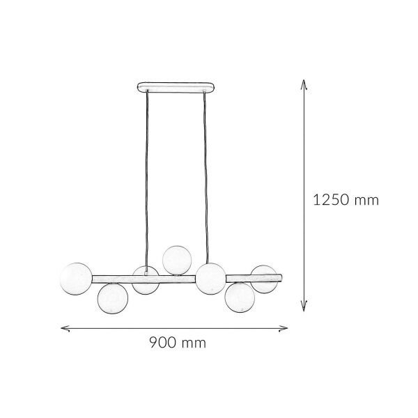 Lampe à suspendre bois métal verre L : 90 cm 7x G9 Moderne