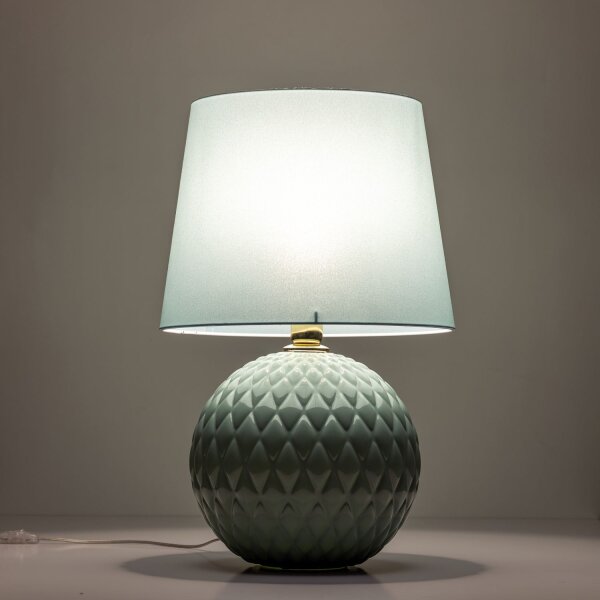 Lampe de table verre tissu 60 cm de haut menthe verte E27 DOLORES