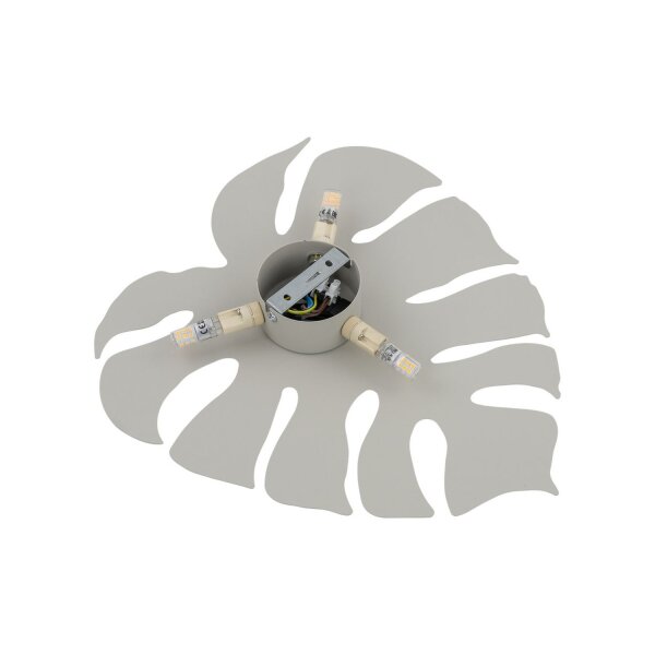 Applique Métal Beige H : 40c m Monstera feuille 3x G9