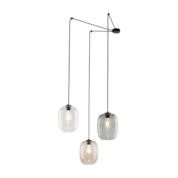 Suspension à 3 flammes H : max. 2,1 m réglable verre fumé