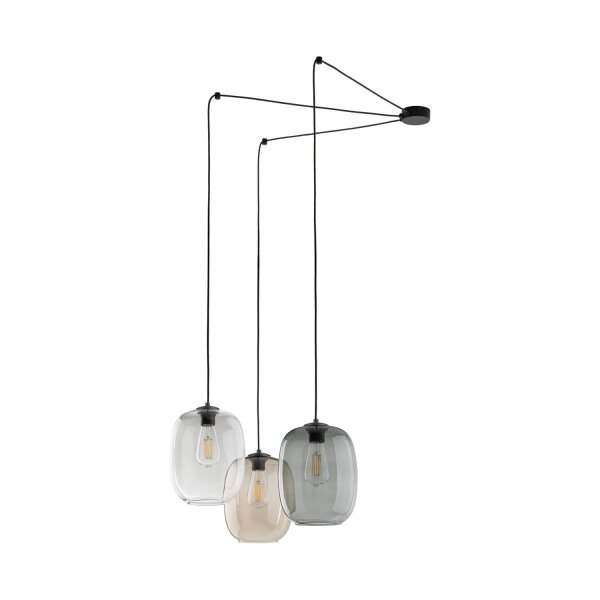 Suspension à 3 flammes H : max. 2,1 m réglable verre fumé