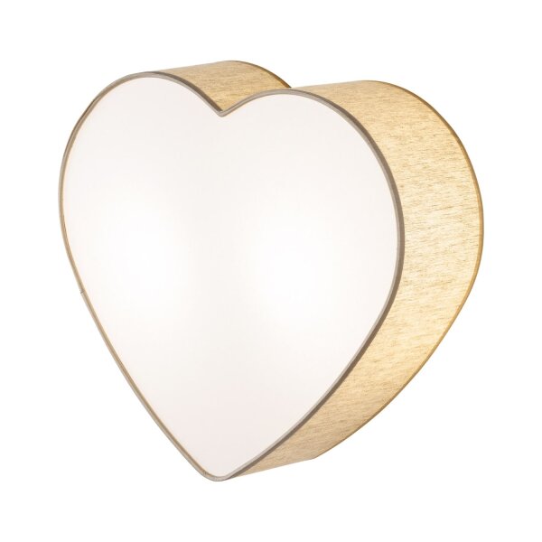 Lampe de chambre denfant Plafond Lin Cœur L : 42 cm Beige 2x E27