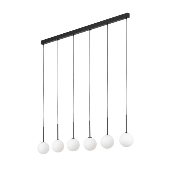 Suspension L : 122 cm verre métal noir blanc 6x G9